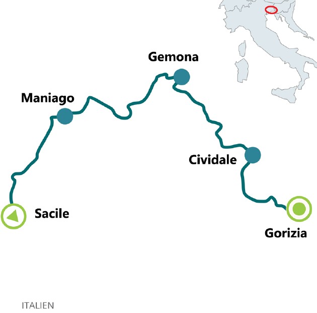 Fahrradurlaub Pedemontana Radweg Sacile - Gorizia