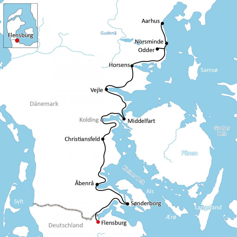 Radreise von Flensburg entlang der dänischen Ostsee nach Aarhus